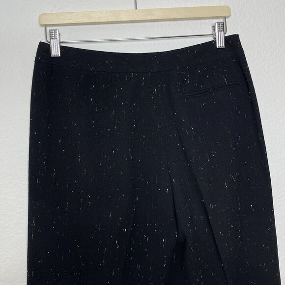 Lafayette 148 NY Straight Pants Sz 6 Wool Silk Black Speckled Career Trouser - Picture 11 of 14
